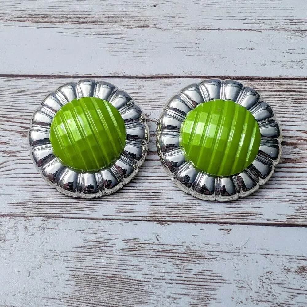 Vintage Clip On Earrings - 1 & 5/8